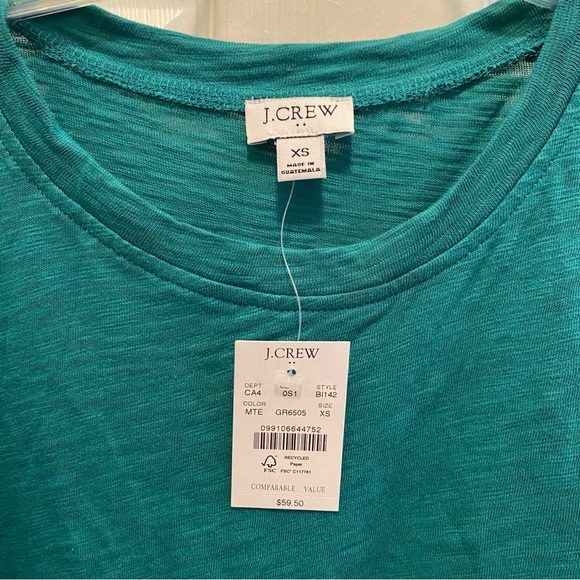 J. Crew Green T-Shirt Dress with Tie Front - Picture 2 of 3